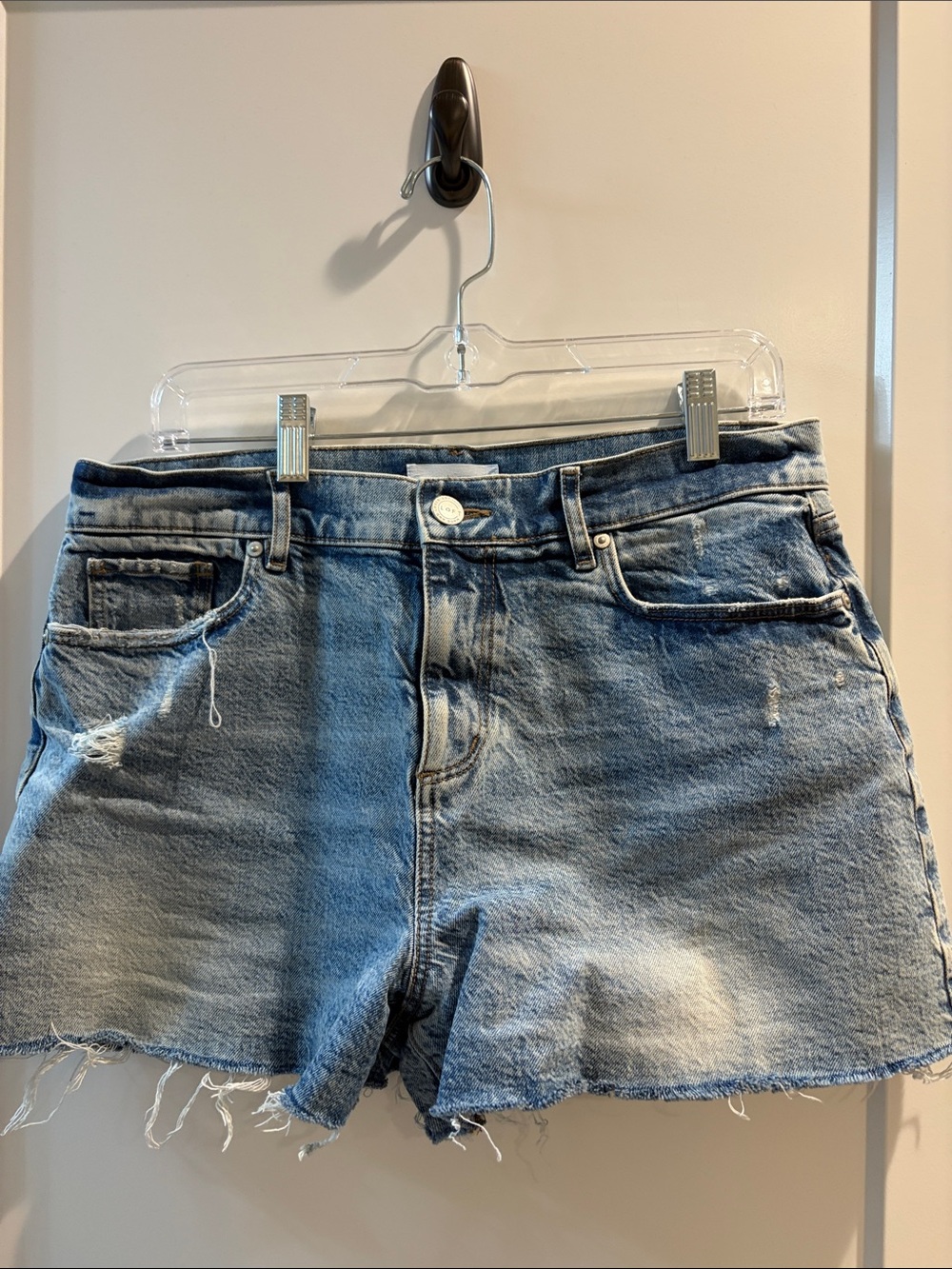 LOFT Light Blue Distressed Denim Shorts
